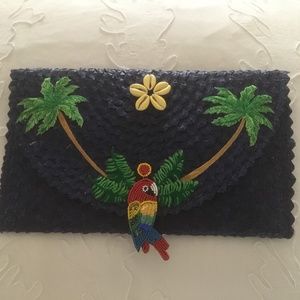 Navy blue Tropical clutch NWT